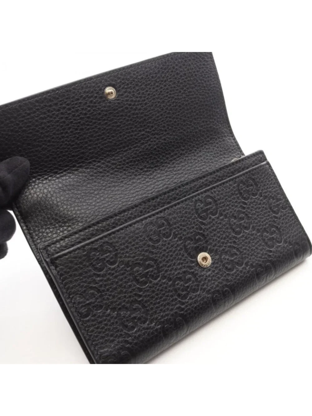 Gucci Bifold Wallet GG Emblem Continental Black Leather - Picture 8 of 8